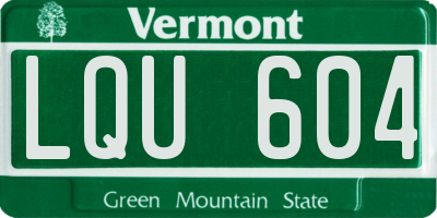 VT license plate LQU604