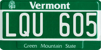 VT license plate LQU605