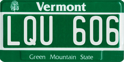 VT license plate LQU606