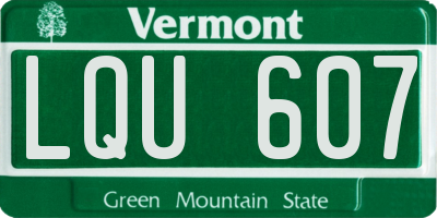 VT license plate LQU607