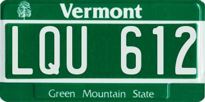 VT license plate LQU612