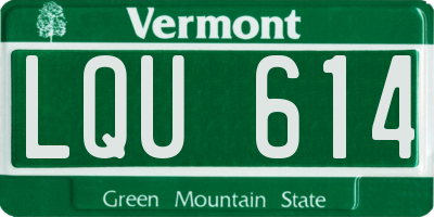 VT license plate LQU614