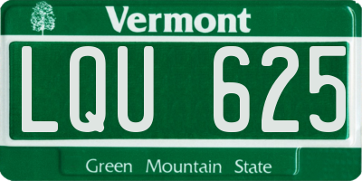 VT license plate LQU625