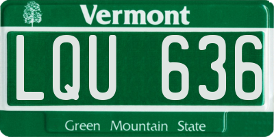 VT license plate LQU636