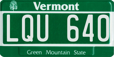 VT license plate LQU640