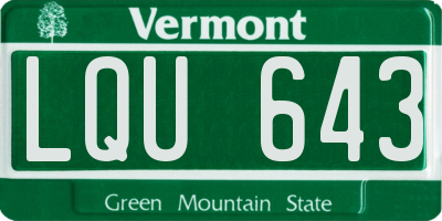 VT license plate LQU643