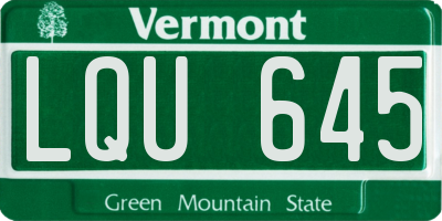 VT license plate LQU645