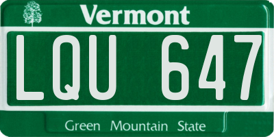 VT license plate LQU647