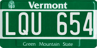 VT license plate LQU654