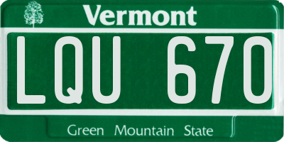 VT license plate LQU670