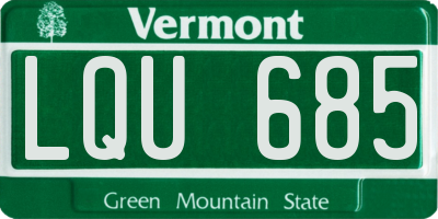 VT license plate LQU685