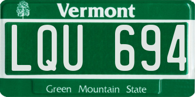 VT license plate LQU694