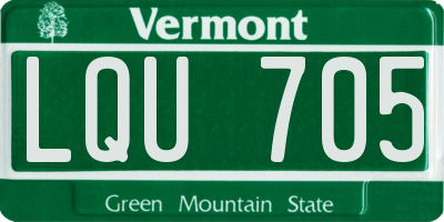 VT license plate LQU705