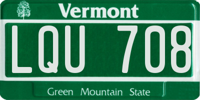 VT license plate LQU708