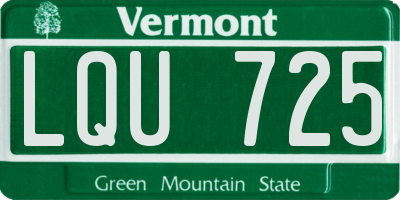 VT license plate LQU725