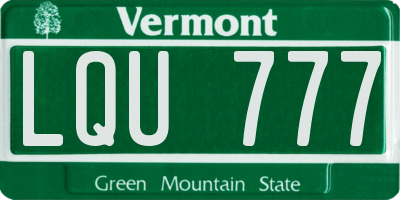 VT license plate LQU777