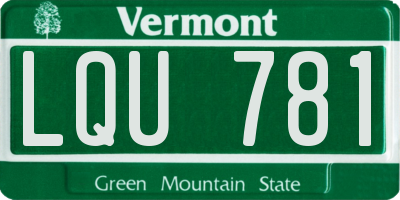 VT license plate LQU781