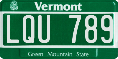 VT license plate LQU789