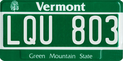 VT license plate LQU803