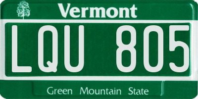 VT license plate LQU805