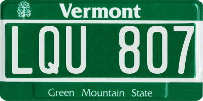 VT license plate LQU807