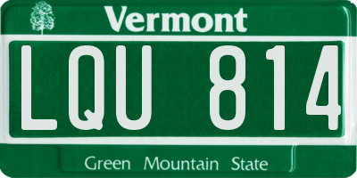 VT license plate LQU814