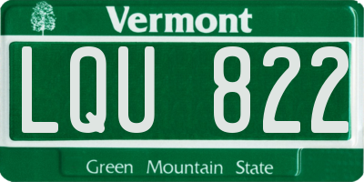 VT license plate LQU822