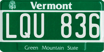 VT license plate LQU836