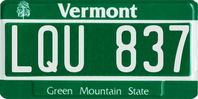 VT license plate LQU837