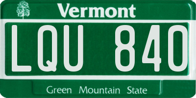 VT license plate LQU840