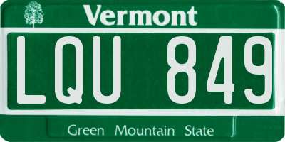 VT license plate LQU849