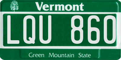 VT license plate LQU860