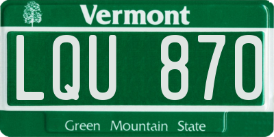 VT license plate LQU870