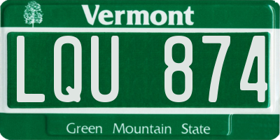 VT license plate LQU874