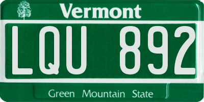 VT license plate LQU892