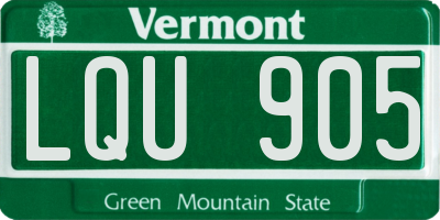 VT license plate LQU905