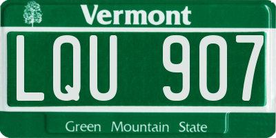 VT license plate LQU907