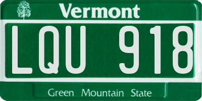 VT license plate LQU918