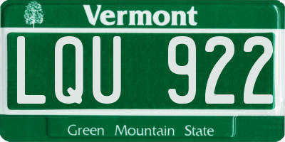 VT license plate LQU922