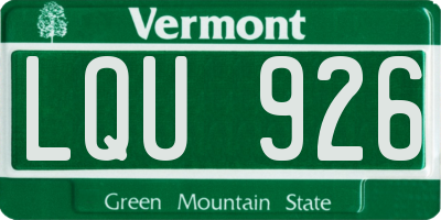 VT license plate LQU926