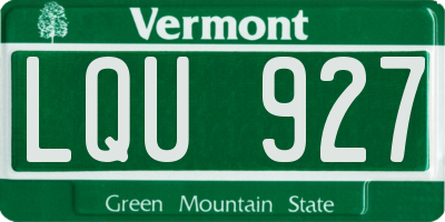VT license plate LQU927