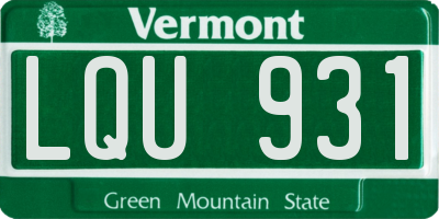 VT license plate LQU931