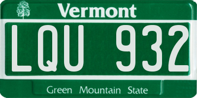 VT license plate LQU932