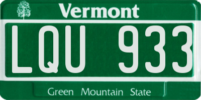 VT license plate LQU933