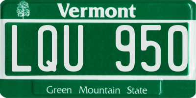 VT license plate LQU950