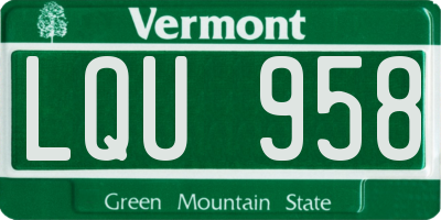 VT license plate LQU958