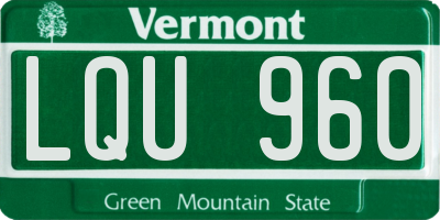 VT license plate LQU960