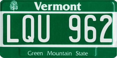 VT license plate LQU962