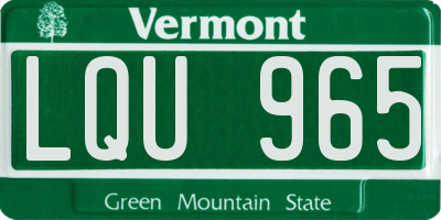 VT license plate LQU965