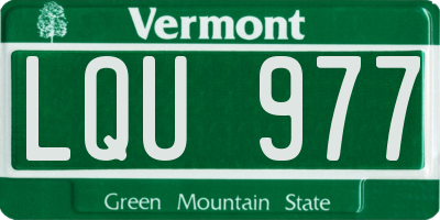 VT license plate LQU977